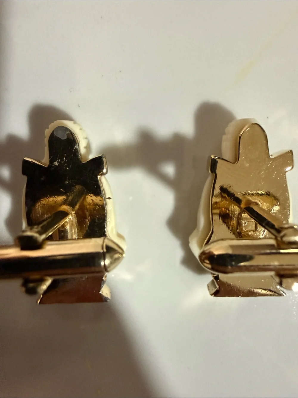 Ivory Buddha Cufflinks with Gold Tone Base